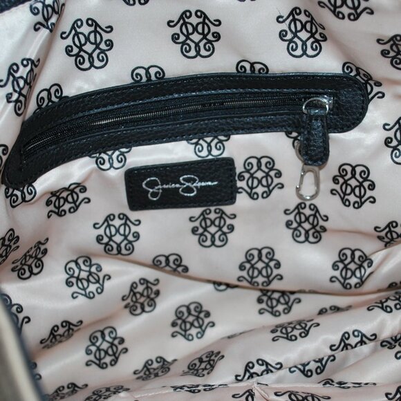 Jessica Simpson Black and Brown Leather Shoulder Handbag Tote Purse - Picture 4 of 4